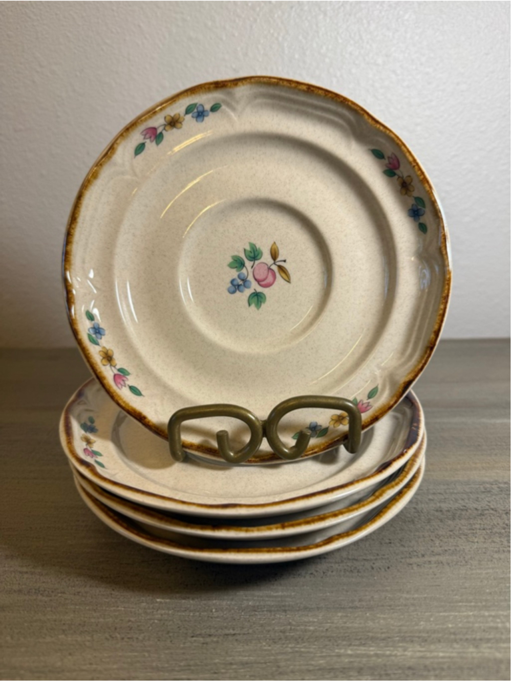 Set of 4 INTERNATIONAL TABLEWORKS HEARTLAND SAUCER PLATE 6” PATTERN# 7774 MINT
